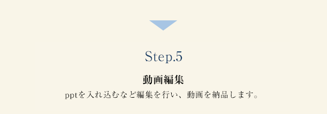 Step.5 動画編集 pptを入れ込むなど編集を行い、動画を納品します