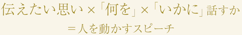 伝えたい思い×「何を」×「いかに」話すか＝人を動かすスピーチ